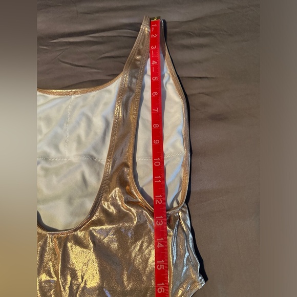 Shiny Metallic Rose Gold One Piece Swimsuit EXPRESS Size Med - Picture 8 of 8